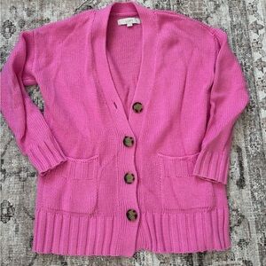 LOFT Pink Button-Up Cardigan